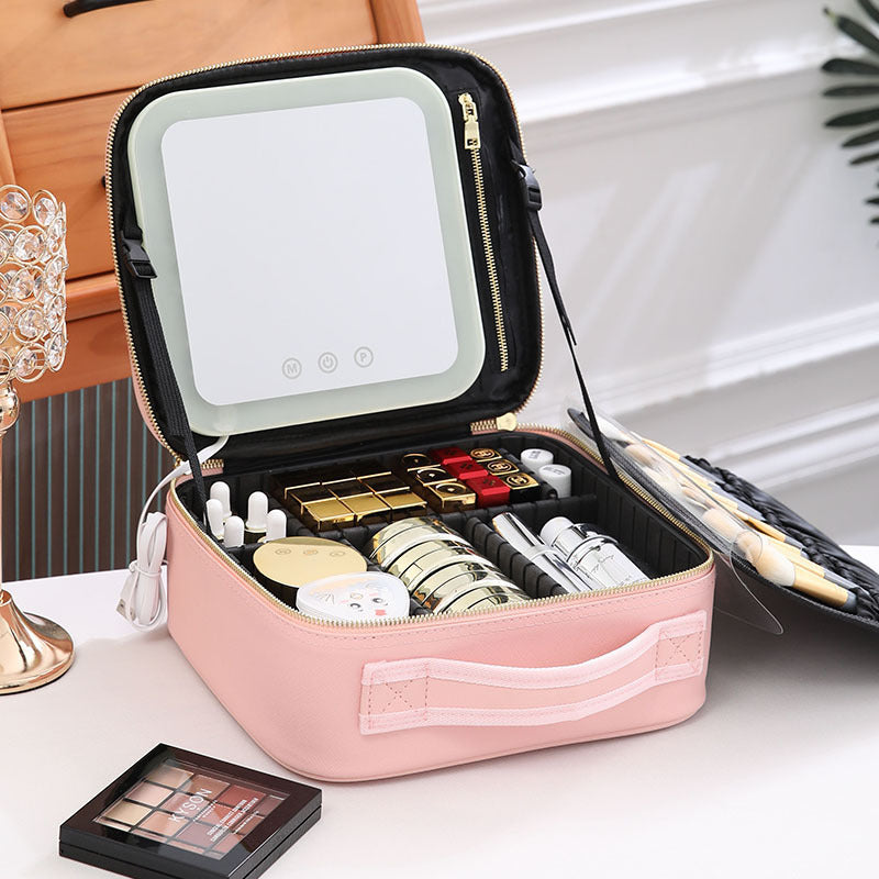 NovaVibe™ Portable LED Makeup Storage Bag with HD Mirror