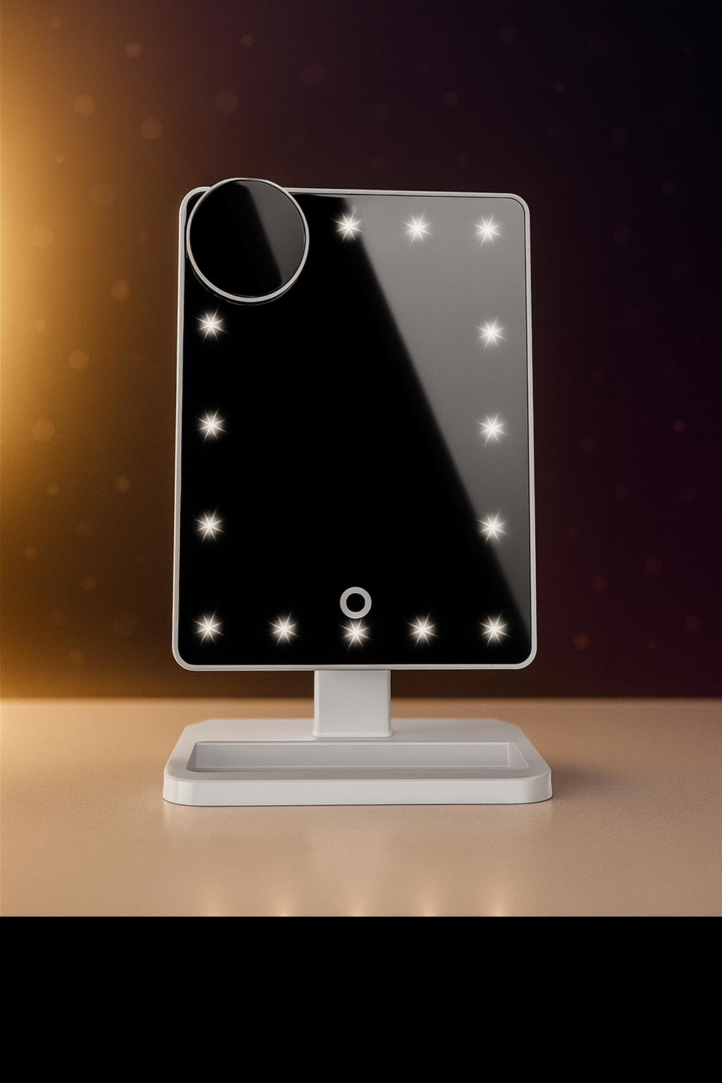 NovaVibe™ Luxe Smart Makeup Mirror – 20 LED Lights, Bluetooth Speaker & 10× HD Magnifier