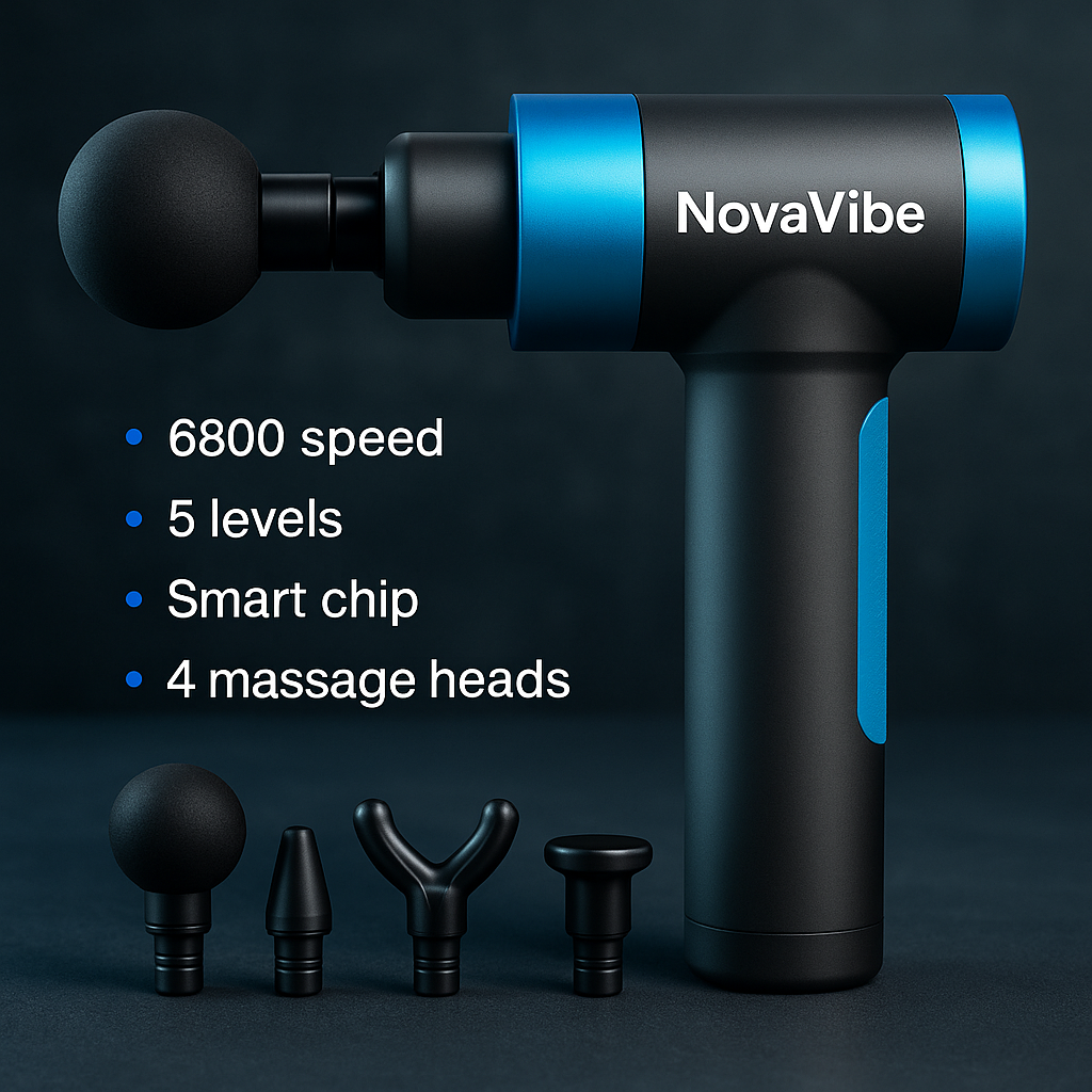 NovaVibe™ BluePro Muscle Massage Gun – Deep Tissue Recovery & Pain Relief