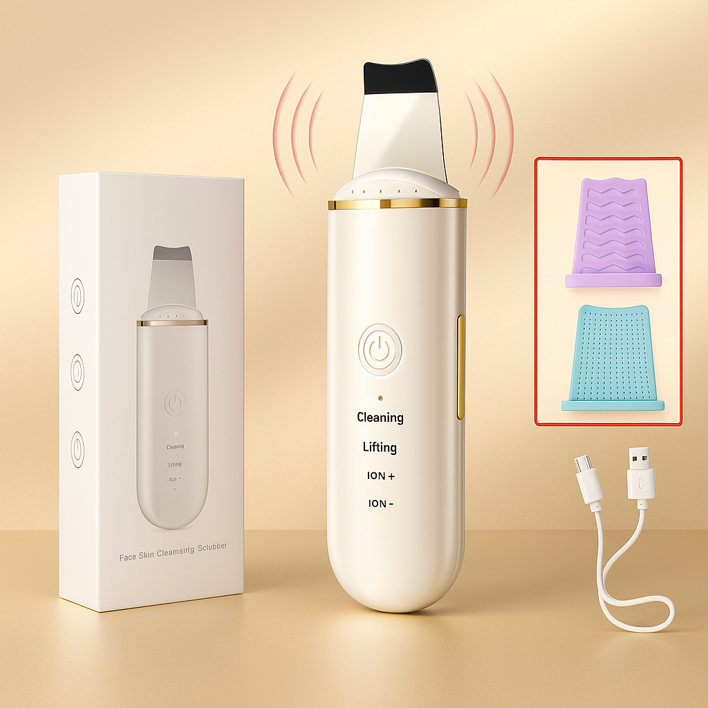 NovaVibe™ Ultrasonic Skin Scrubber – Deep Facial Cleansing & Lifting Tool