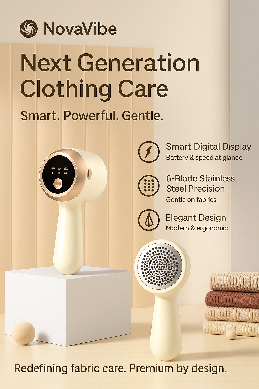 NovaVibe™ Premium Lint Remover with LED Display