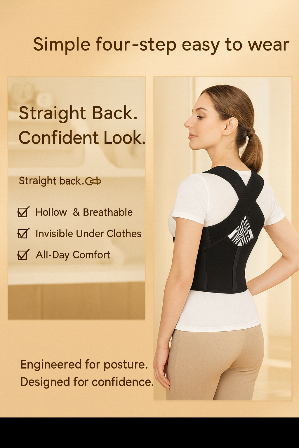 NovaVibe™ Advanced Spine Support Posture Corrector – Breathable, Adjustable & Discreet