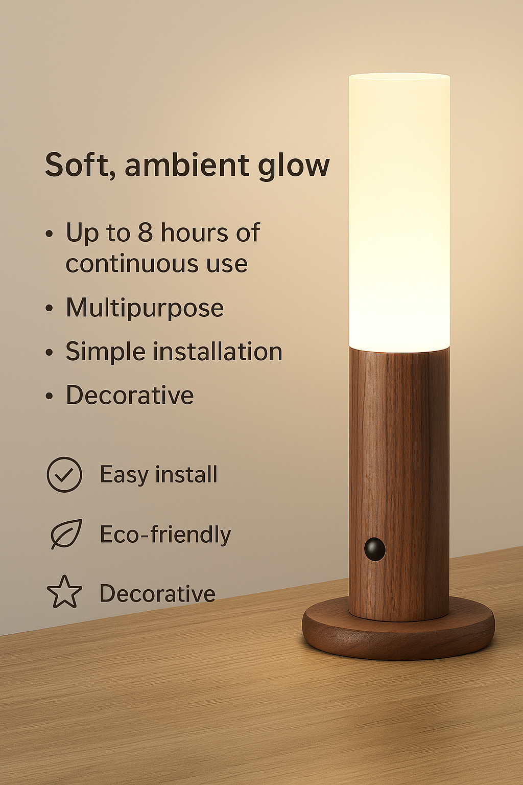 NovaVibe™ Smart Motion Sensor Night Light – Wireless Wooden Wall Lamp