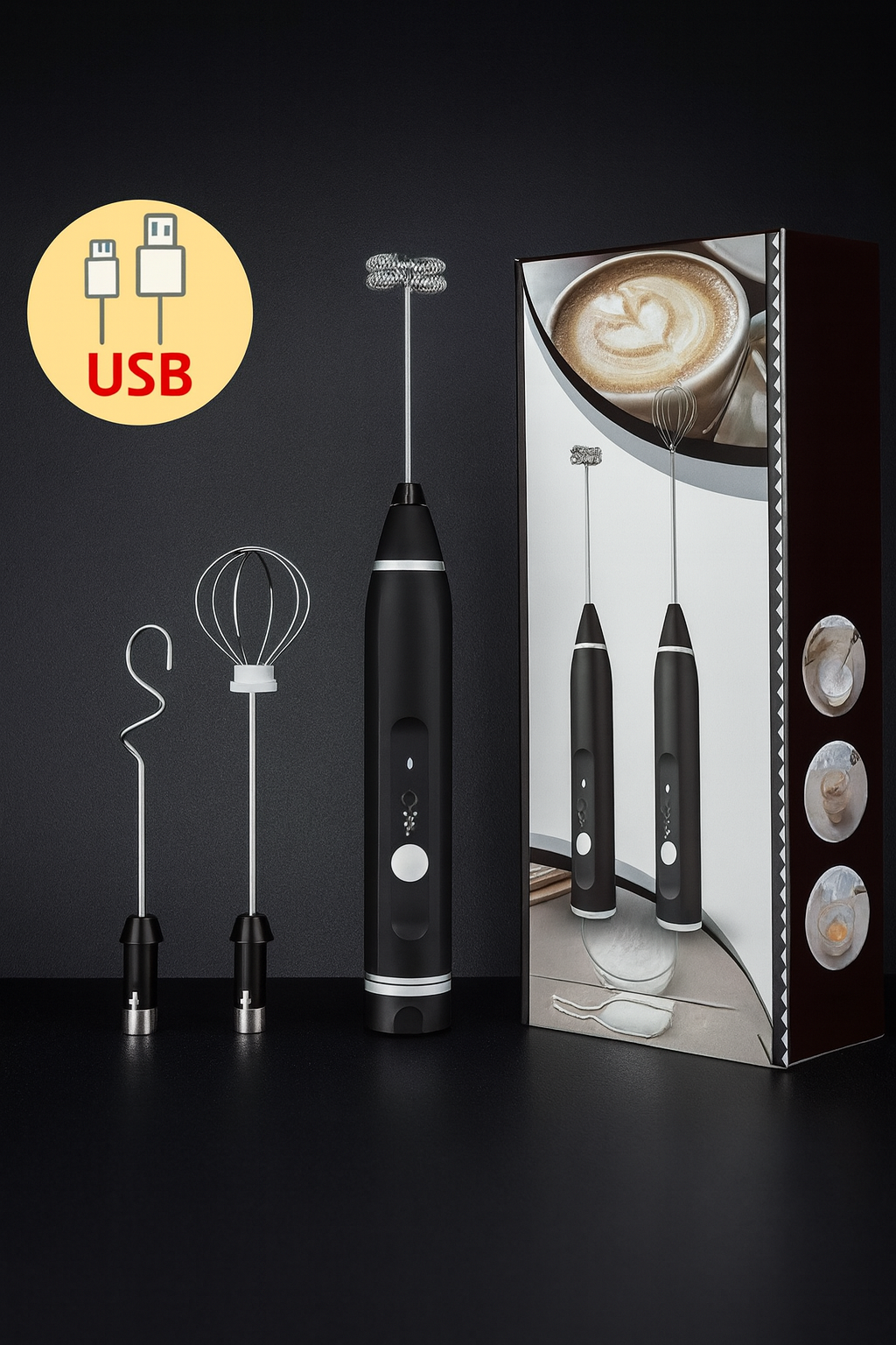 NovaVibe™ Rechargeable 3-in-1 Electric Milk Frother & Egg Beater