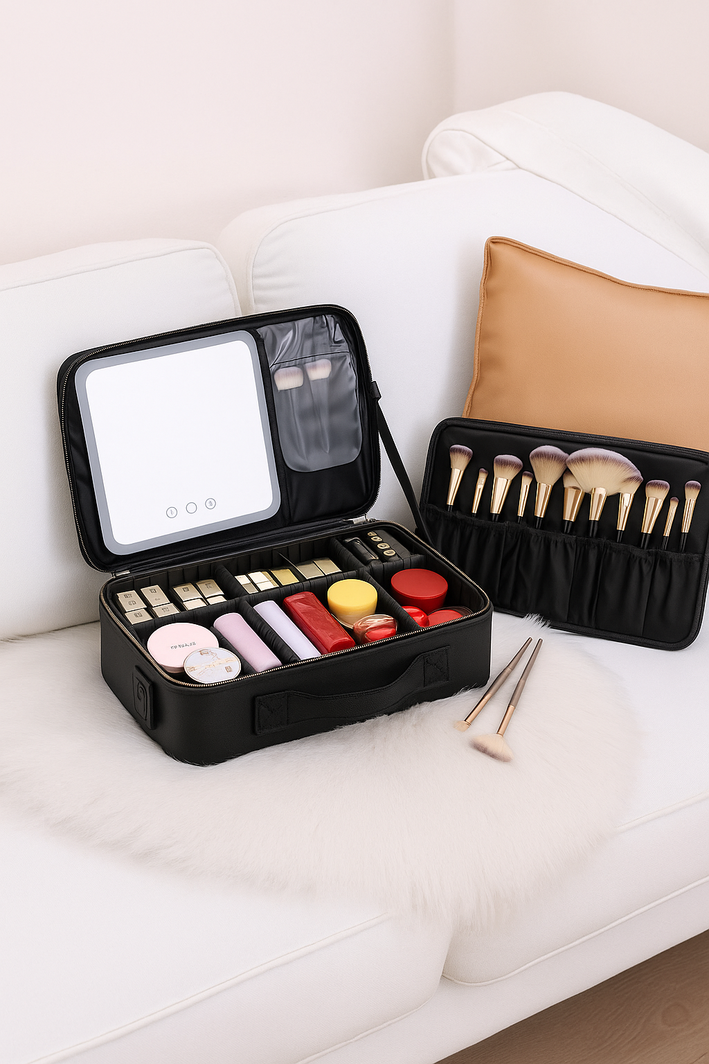 NovaVibe™ Portable LED Makeup Storage Bag with HD Mirror