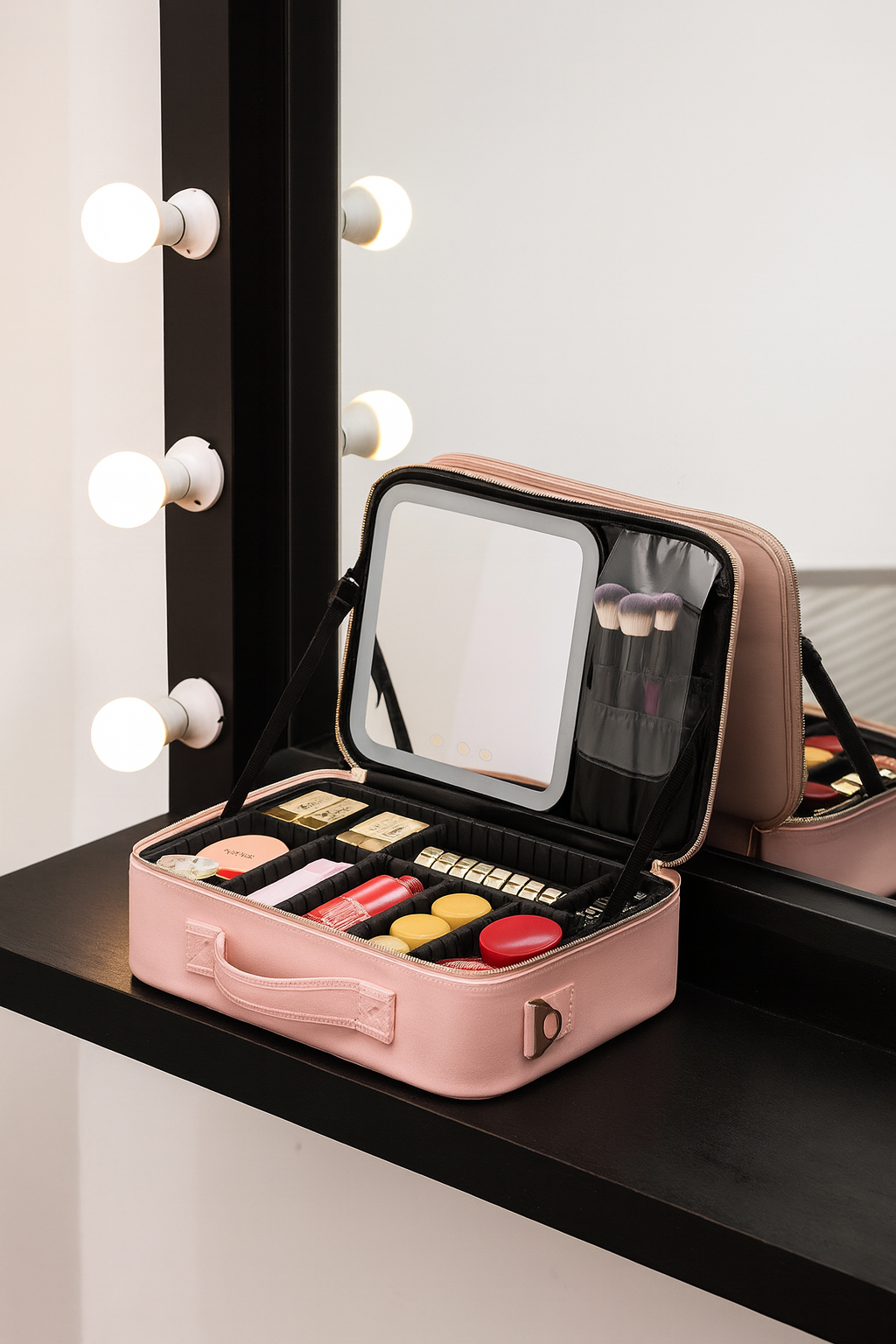 NovaVibe™ Portable LED Makeup Storage Bag with HD Mirror