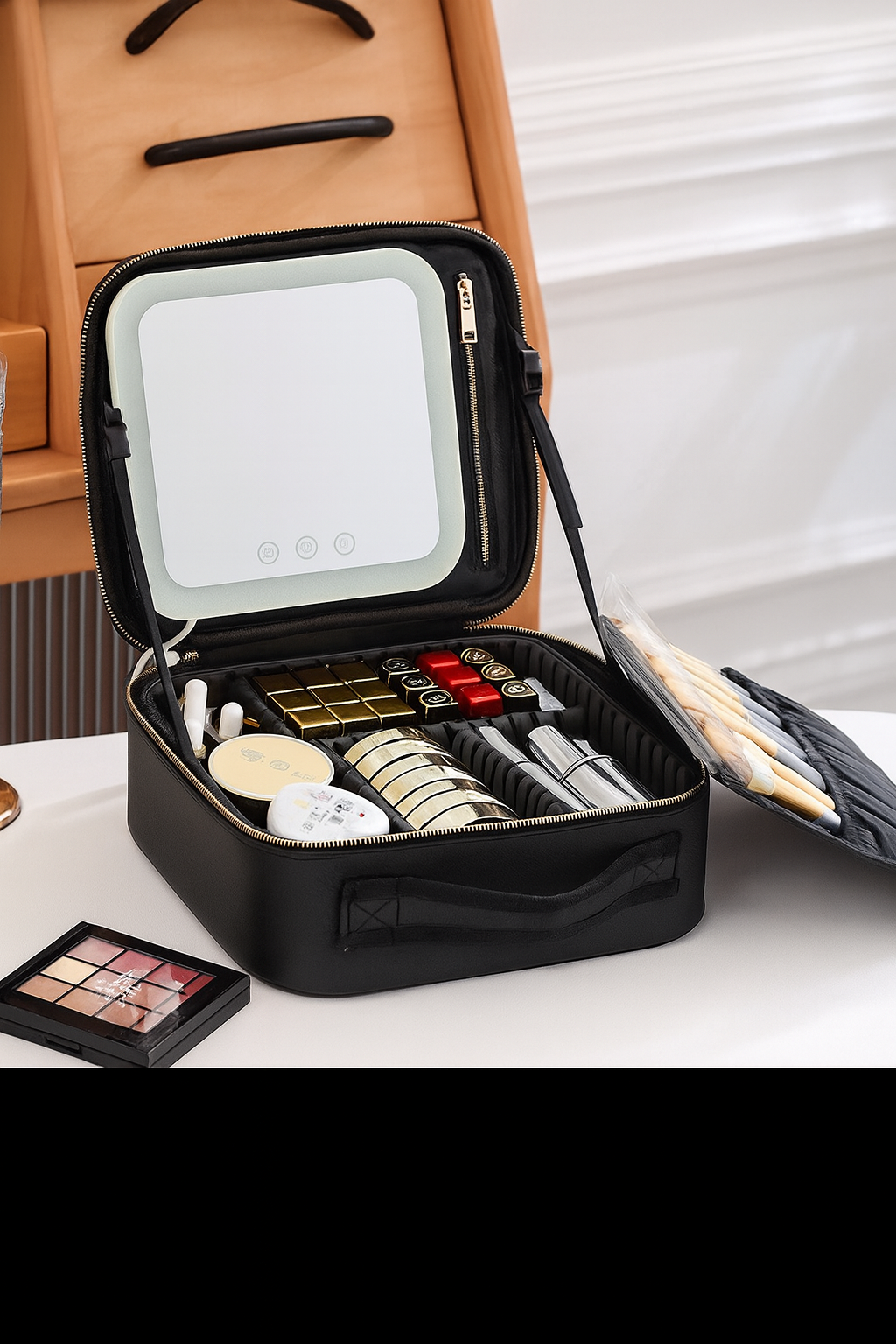 NovaVibe™ Portable LED Makeup Storage Bag with HD Mirror