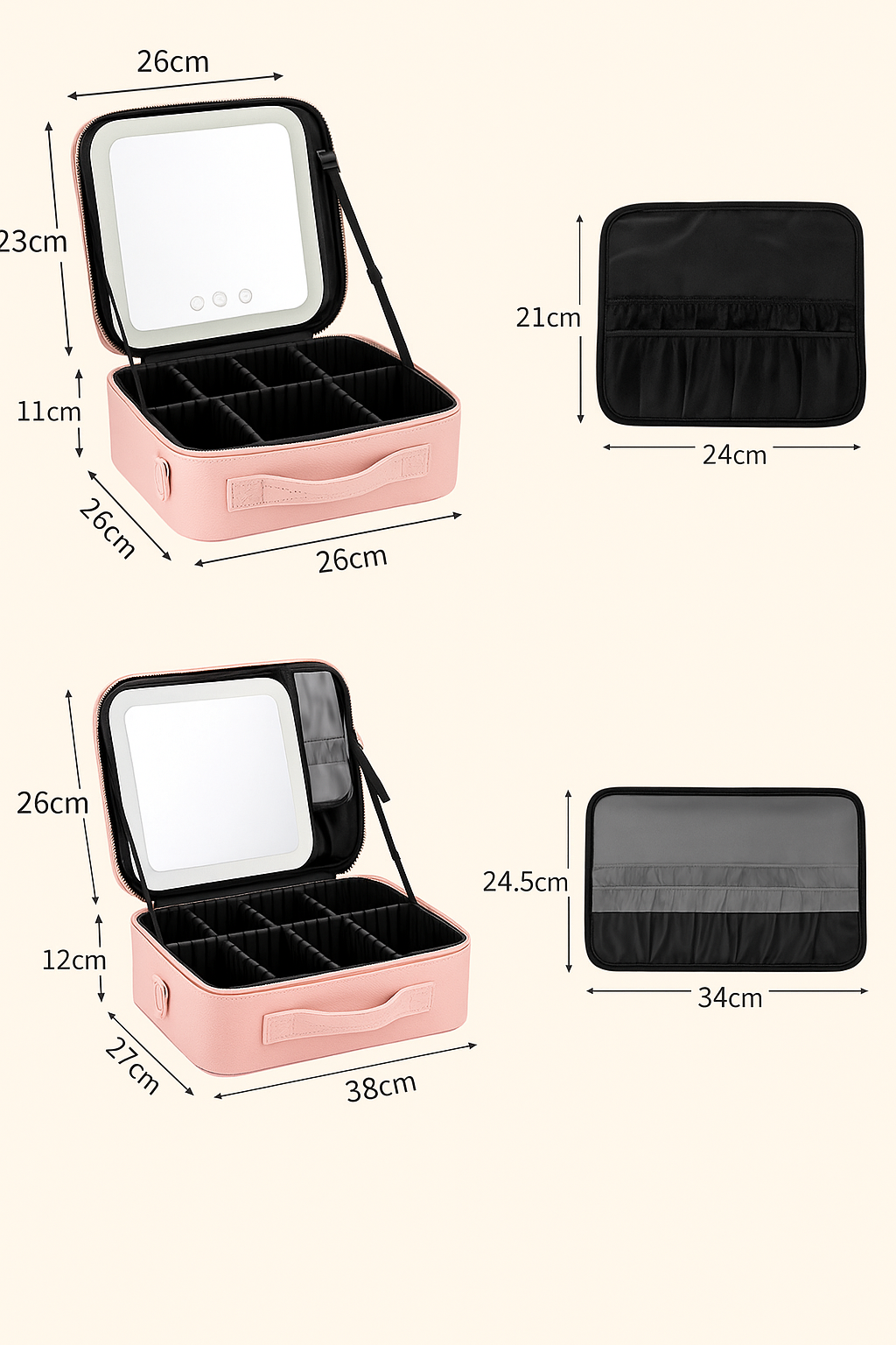 NovaVibe™ Portable LED Makeup Storage Bag with HD Mirror