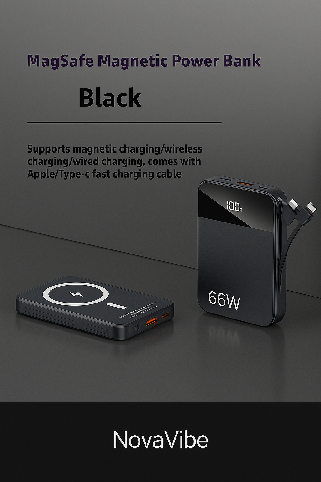 NovaVibe™ MagSafe Magnetic Wireless Power Bank 66W | 10000mAh Super Fast Charge