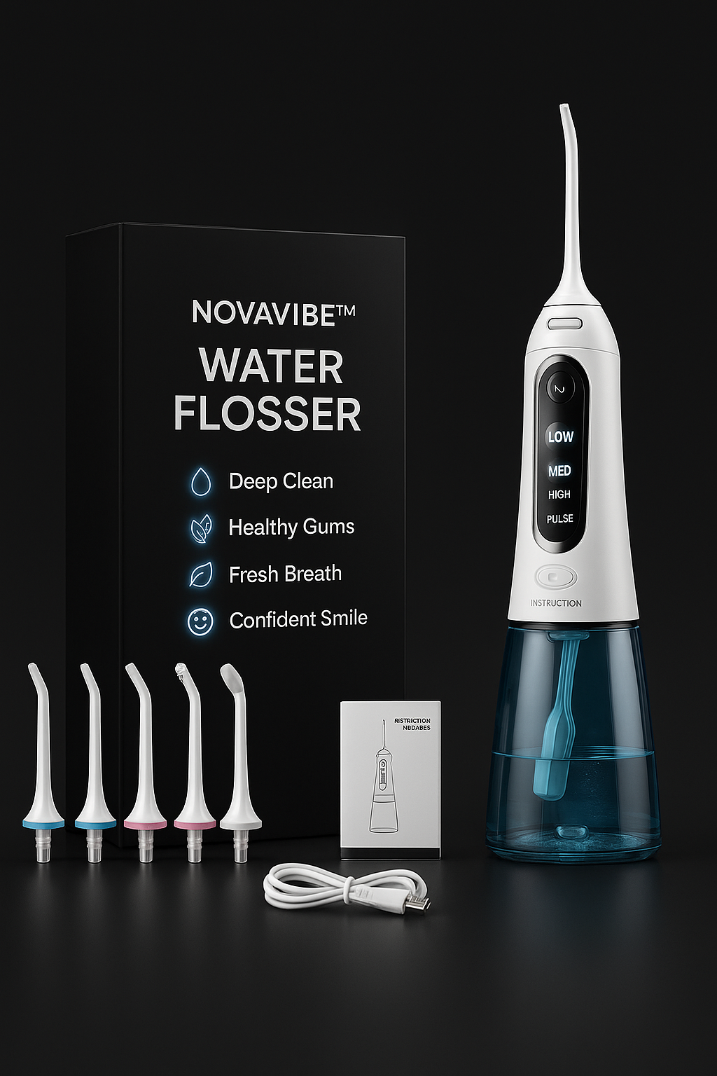 NovaVibe™ HydroPulse Pro™ – 6-in-1 Smart Water Flosser