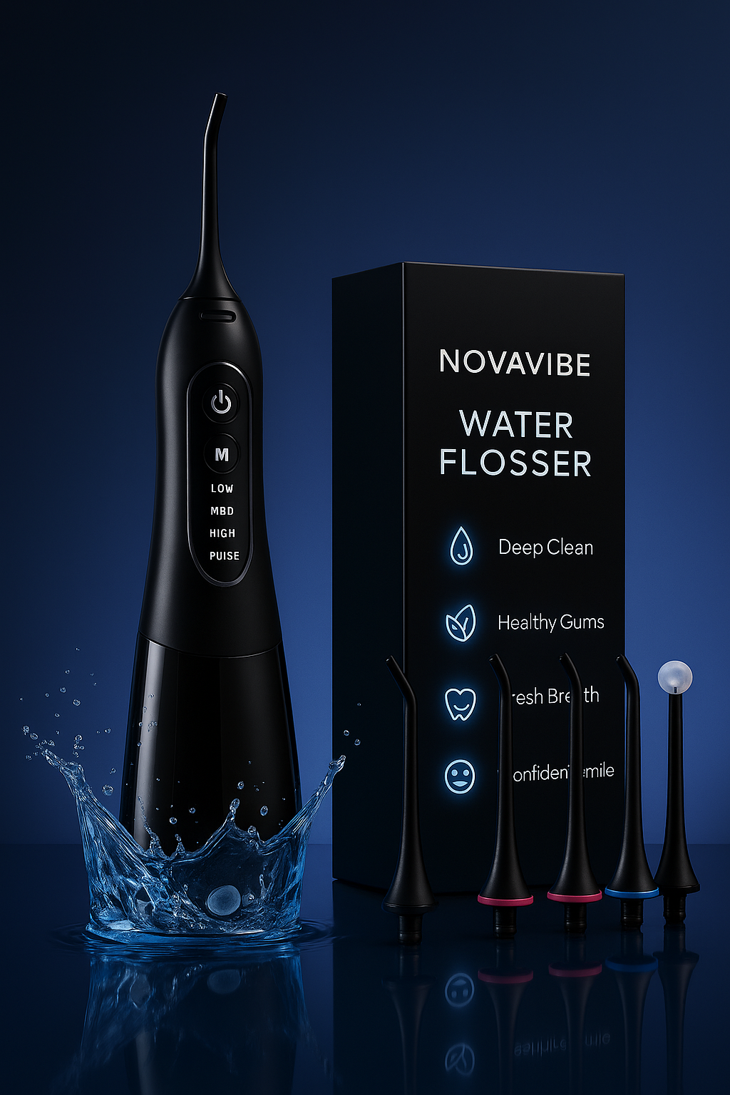 NovaVibe™ HydroPulse Pro™ – 6-in-1 Smart Water Flosser