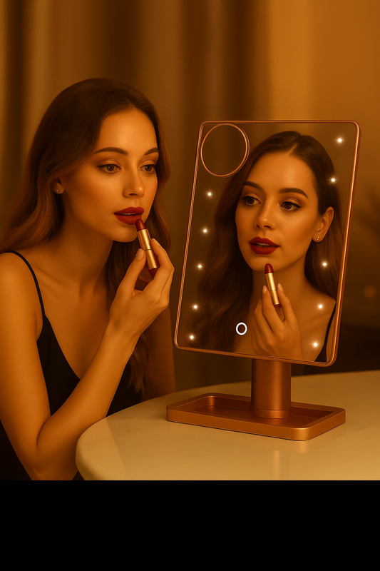 NovaVibe™ Luxe Smart Makeup Mirror – 20 LED Lights, Bluetooth Speaker & 10× HD Magnifier