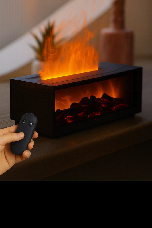 NovaVibe™ LuxeFire Aroma Diffuser – Premium Flame Effect & Essential Oil Humidifier