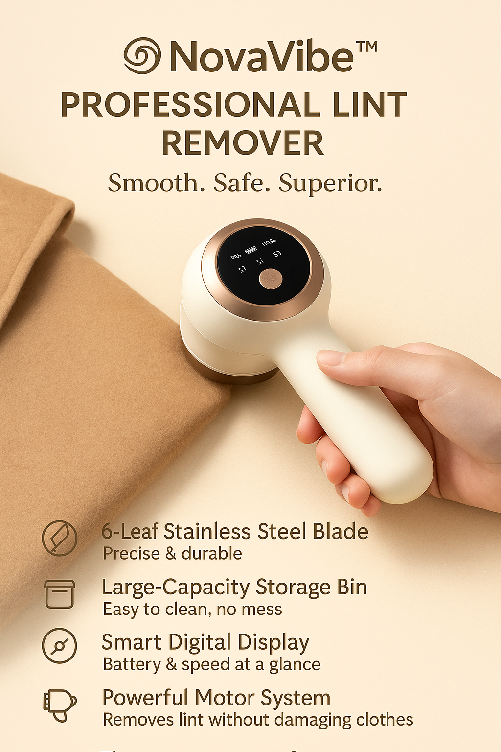 NovaVibe™ Premium Lint Remover with LED Display
