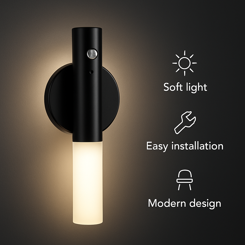 NovaVibe™ Smart Motion Sensor Night Light – Wireless Wooden Wall Lamp