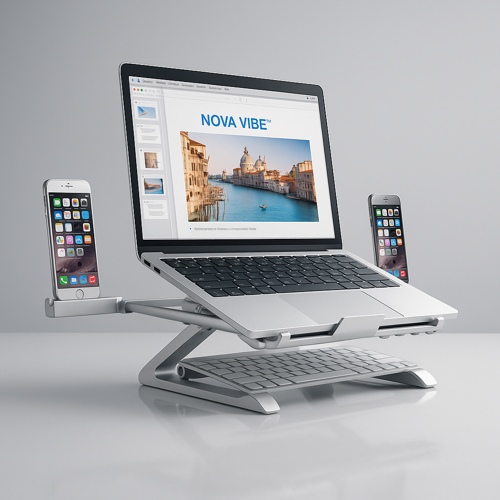 NovaVibe™ ElevatePro™ – Adjustable Foldable Laptop Stand for Desk & Home Office